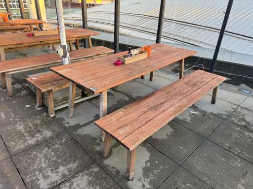 Cabines - Table de table en terrasse en bois avec 2 bancs