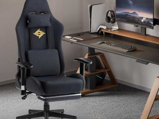 Dowinx Gamingstoel, bureaustoel met grote, ultra-gladde wielen - blauw en zwart