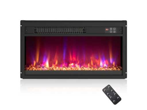 Electric fireplace insert with remote control and flame colour