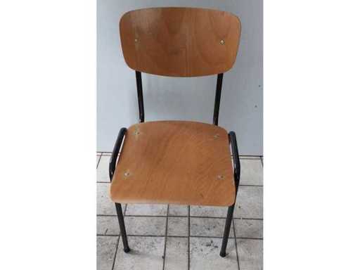 Schoolstoelen metaal/hout (16x)