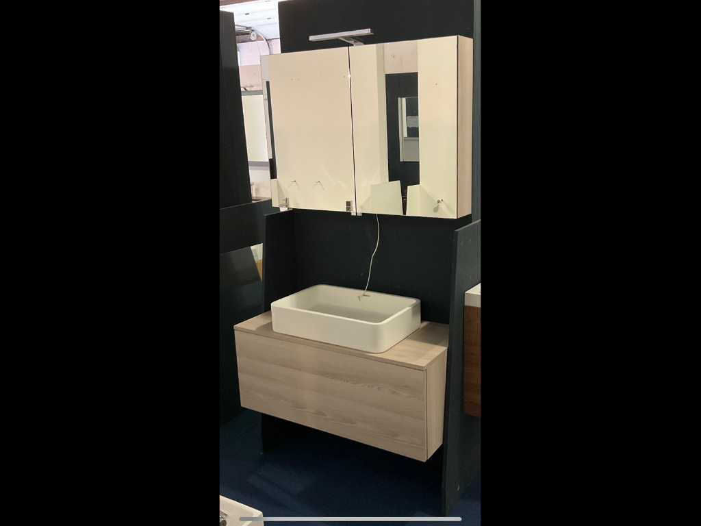 Elise and Tortu Vanity unit with washbasin and mirror cabinet