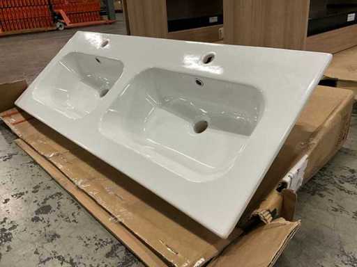 Lavandino doppio piano di lavoro in porcellana Inda