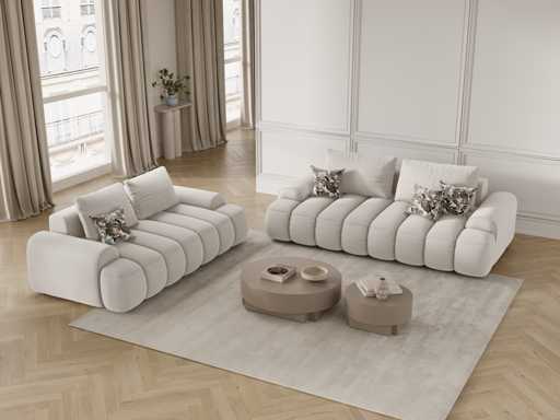 2-zits bank - beige stof door Christian Lacroix