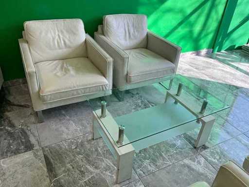 Fauteuils met salontafel 100x60x45 cm