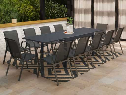 12-persoons uitschuifbare eettafel - grijs