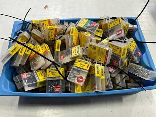 Rotadrill Assorti diverse schroeven RVS, verzinkt en messing (100x)