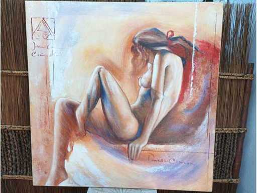 Hand painted painting of woman