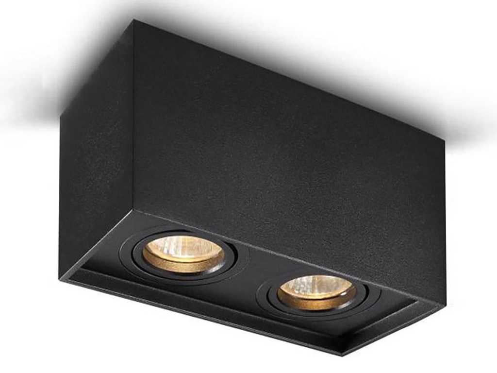 GU10 Surface mounted spotlight Fixture rectangular dual fittings sand black tiltable (4x)