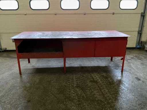 Banco da lavoro in acciaio 250x90x88cm