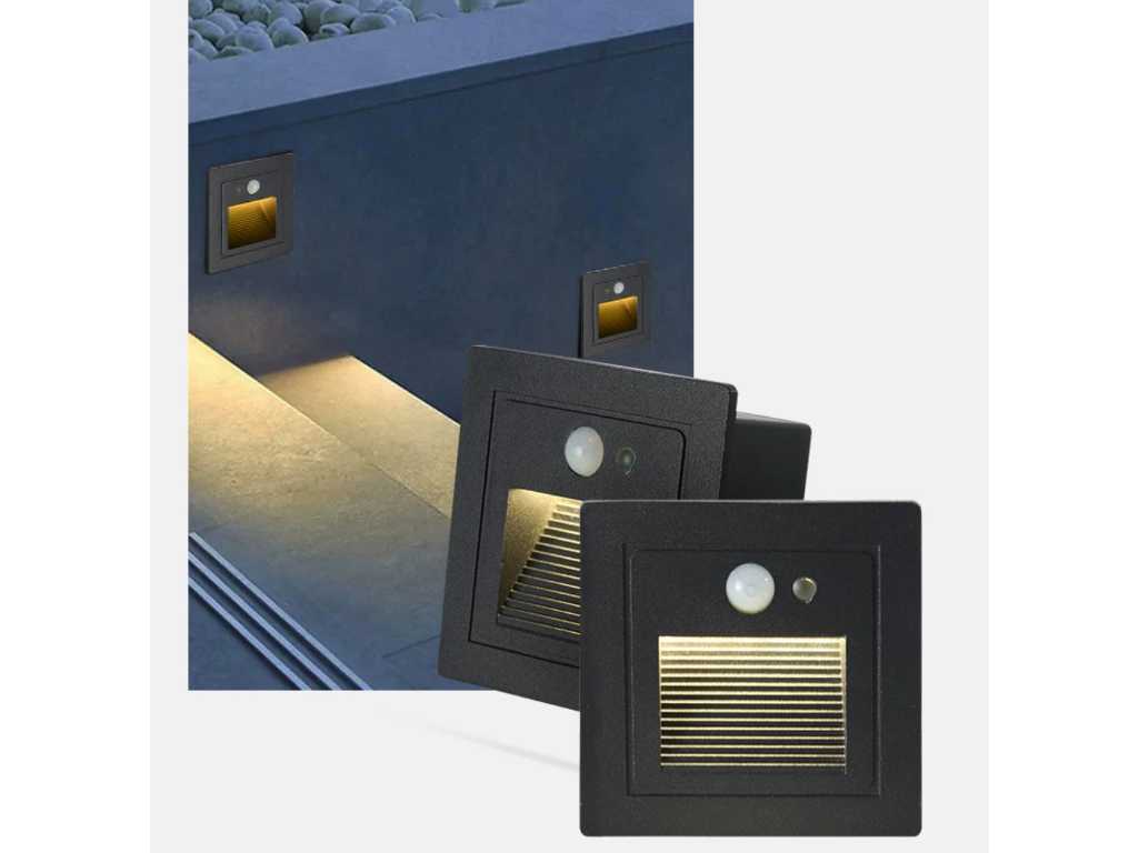 20 x Recessed Square Stair Lighting - with Sensor - 3W LED - 3000K warm - IP65 (LY03) 