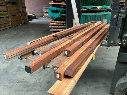Lot of Azobé hardwood garden posts 6.5x6.5 cm
