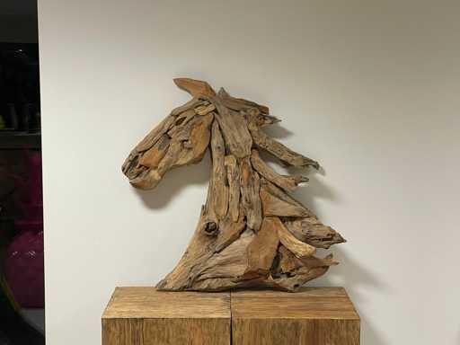 Wall Decoratie in Teak Paardenkop H77cm