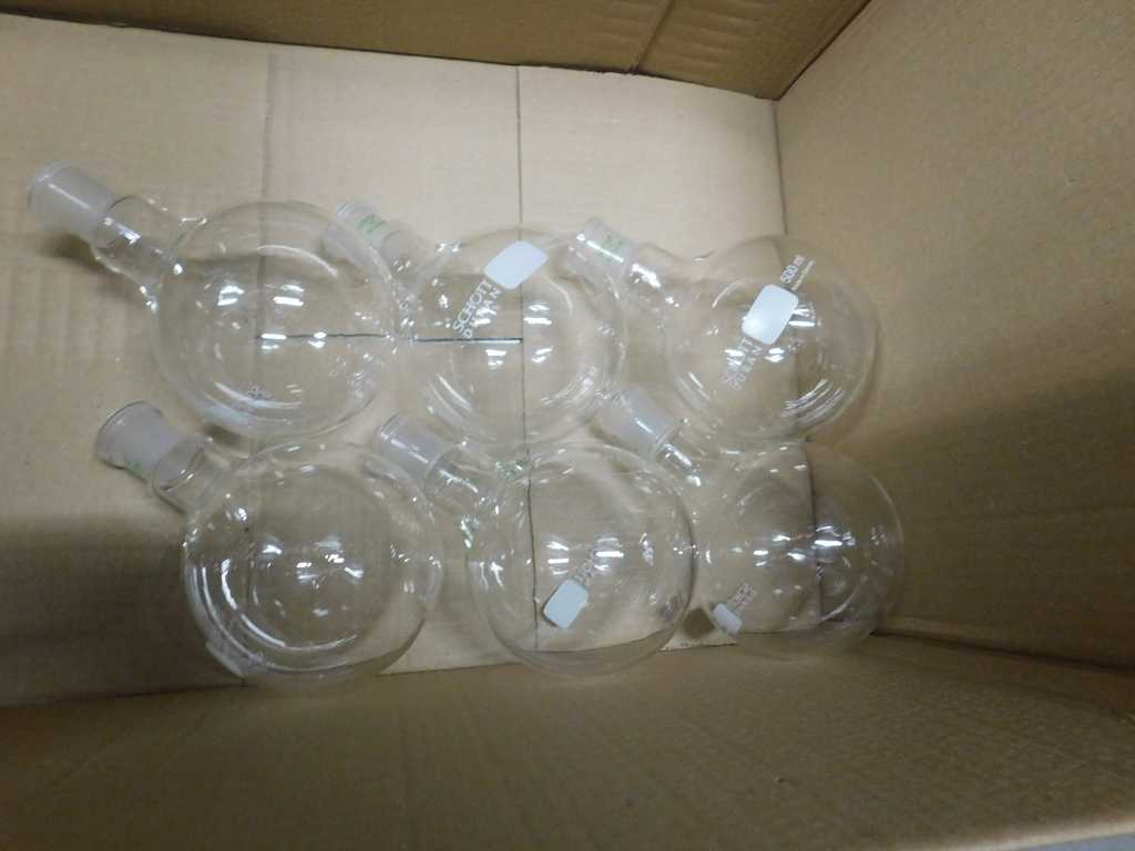 schott duran - baloane cu fund rotund, 500mL, NS24/29 gat din sticla spalata / rondbodemkolven, 500mL, NS24/29 slijpstuk