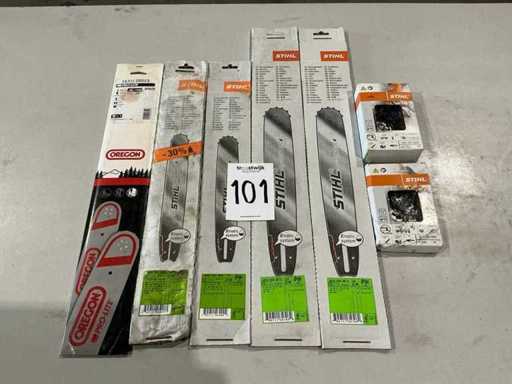 5 lames de scie Stihl + 2 chaînes Stihl pour tronçonneuse