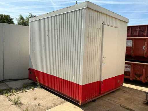 Verplaatsbare toiletcontainer / sanitaire unit met 2 toiletten en RVS wasgoot