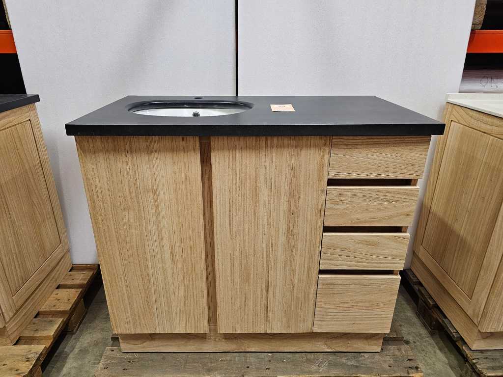 Teak-Line Bathroom Cabinet Dubai 105cm with 2 Doors and 3 Drawers