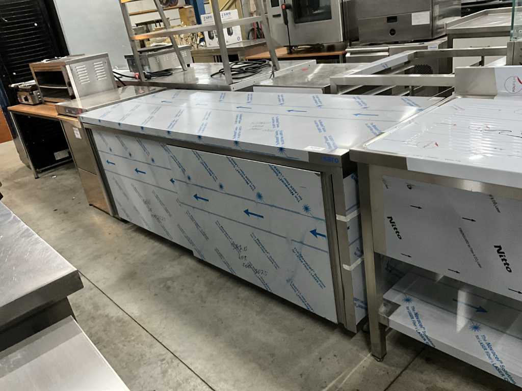 Stainless steel work table with base cabinet