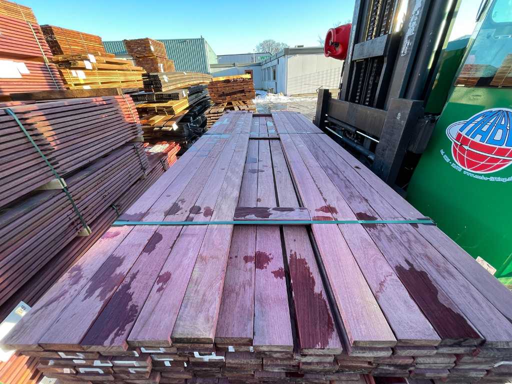 Purple Heart hardhouten planken geschaafd 21x70mm, lengte 215cm (152x)