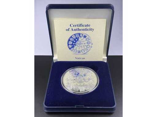 4-Unzen Gedenkmedaille Vatikan „Buongiorno Europa – San Pietro“ versilbert mit Etui & Zertifikat