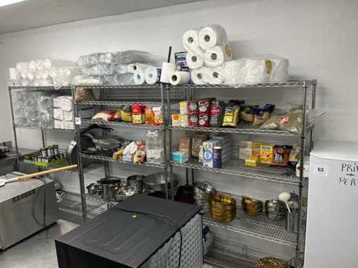 Mobile metal rack with content