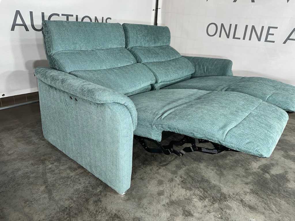 Hjort Knudsen - 2 seater sofa, green fabric, electrically adjustable recliner function