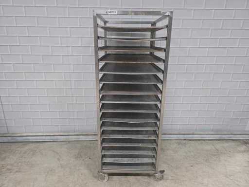 Cărucior de răcire din oțel inoxidabil cu 16 piese și 16 tăvi de copt din aluminiu 