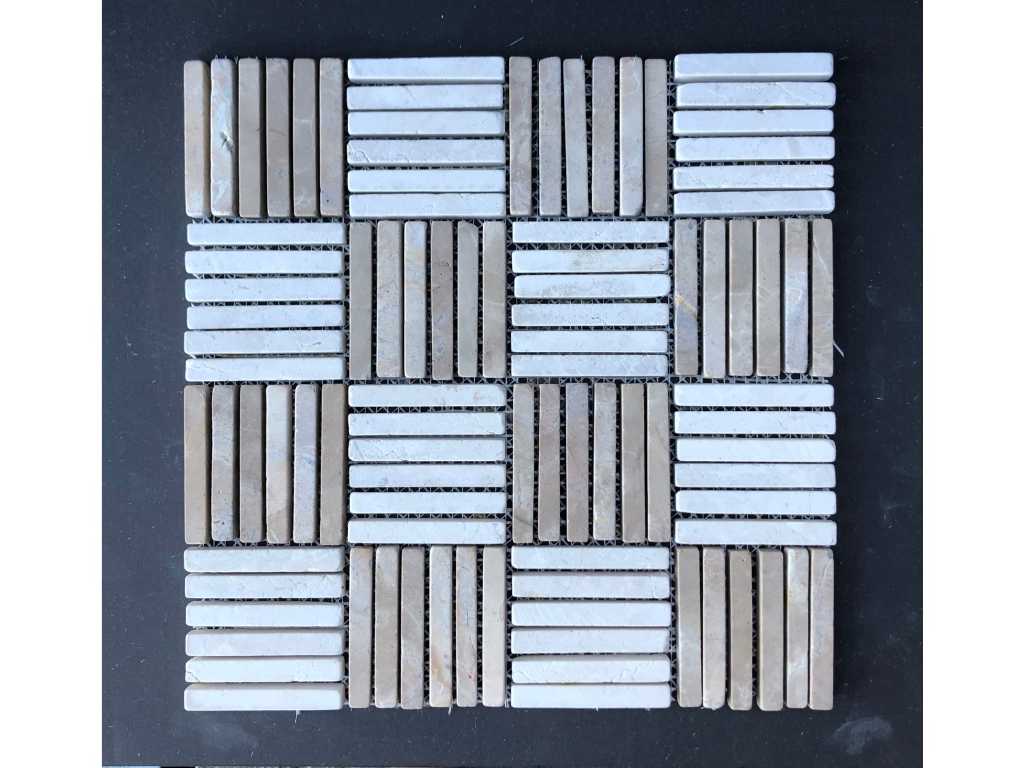 9m2 - mozaic de marmură - VH 1x7.3 amestec cremă-Moccacino - 30x30cm