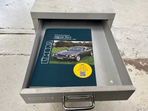 Steel chest of drawers with workshop manuals