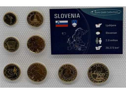 Ensemble de pièces slovène Euro-Gold-Collection – 24 carats plaqué or - Limitation 10 000