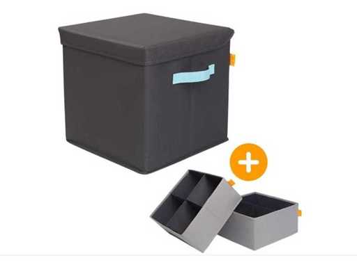 Partij LINIBOX SitzCube Opbergpoef – Grijs/Blauw (55x)