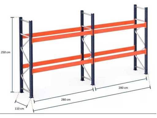 Mecalux palletstelling 8,4m 250cm hoog 4x12