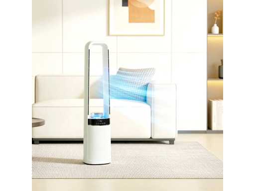 36dB Silent Column Fan, Tower Bedroom Fan, 93.3cm High, 45° Oscillating, 3 Speeds, White
