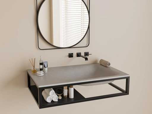 Plan rectangulaire et en acier inoxydable - Gris et noir 