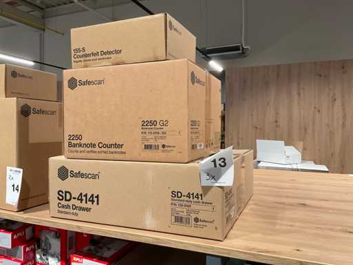 Safescan Maszyna do liczenia, szuflada na gotówkę i detektor (3x)
