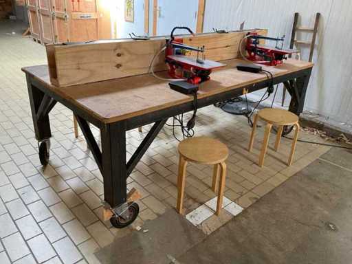 Robust workbench | mobile | with 2x Hegner Scroll Saws
