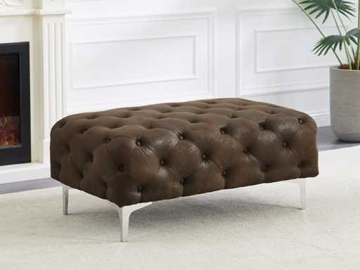 Chesterfield poef in microvezel look van verouderd leer 