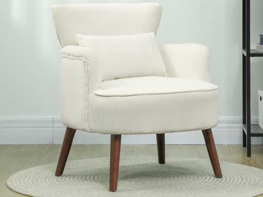 Fauteuil met rugleuning, afgeronde armleuningen, gestoffeerde Lounge fauteuil