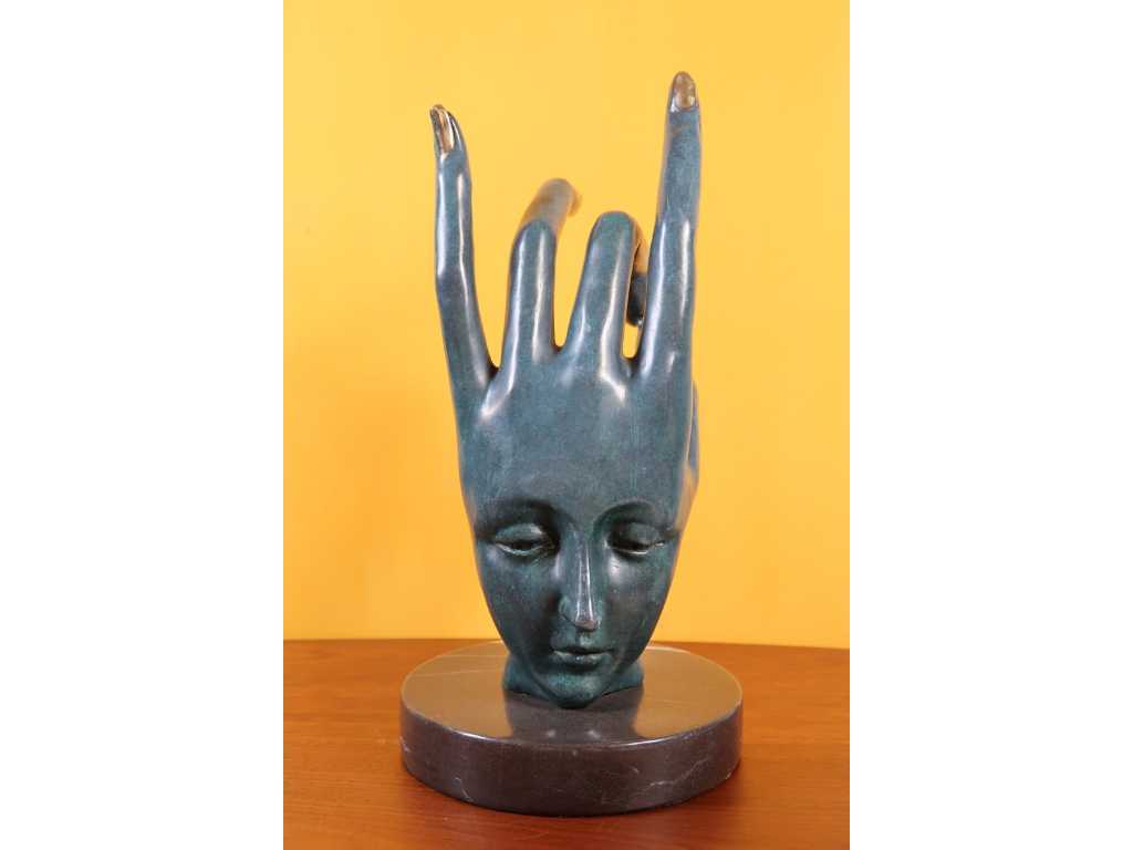 Statue de Salvador Dali ; présentant : 'Abstract Face' (Bronze) 