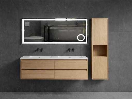 Set di mobili da bagno Mawialux 120cm con armadietto appendibile - Quercia