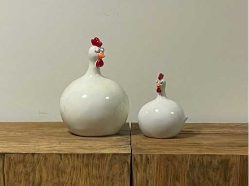 Set van 2 Bolkippen H25cm & H14cm White