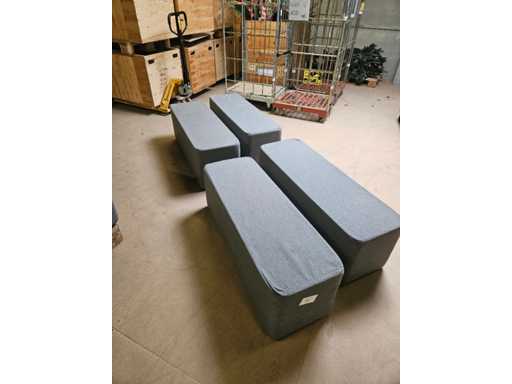 4x Footstool 120x40cm grey