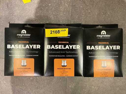 Reggiseno sportivo Megmeister Baselayer senza soluzione di soluzione (3x)
