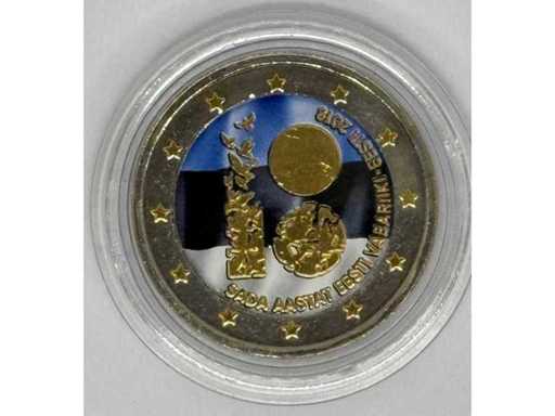 2 Euro "100 Years Republic of Estonia" Colorized Commemorative Coin – Estonia – 2018 – Bimetal