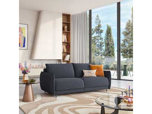 2-zits slaapbank - Slaapt 140 cm - Schuimmatras 13 cm - Tolfa-stof marineblauw