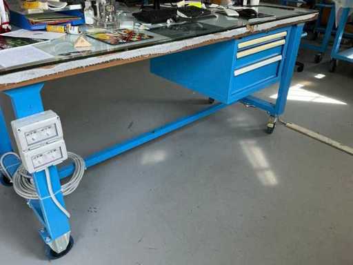 Workbench with wheels and drawer unit 2000 × 800 × 870 mm