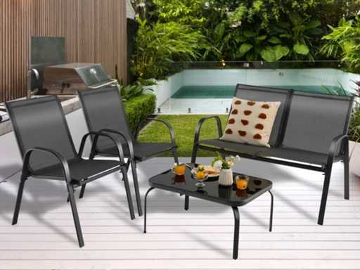 Ensemble de mobilier - 4 pièces avec design moderne et structure en acier