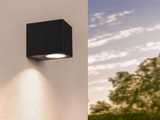 Wandlampe moderne rechteckige GU10 Fassung sandschwarz wasserdicht (8x)