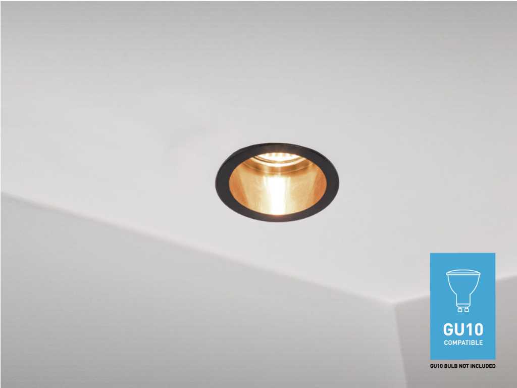 GU10 Design-Einbauleuchte Zylinder sandgold und schwarz mit Lampenfassung (30x)
