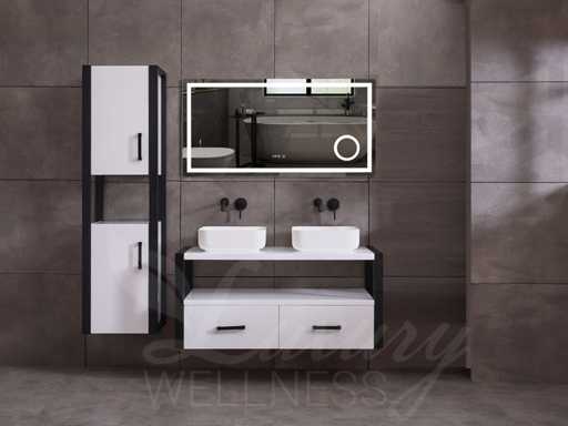 Mobilier de salle de bain en chêne Mawialux 120 cm avec meuble suspendu - blanc mat 