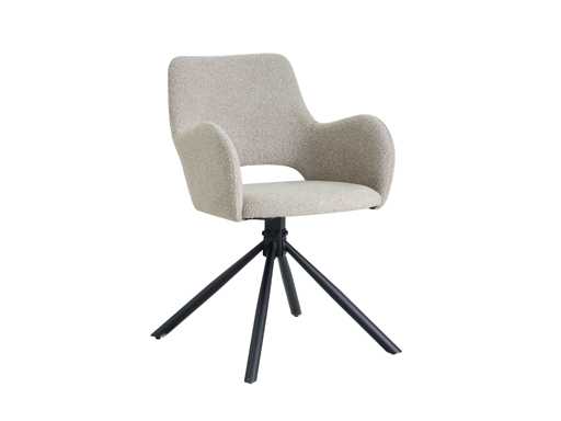 Colenis - Roma Dining Chair - Set of 6 - Beige - Bouclé - Design - Industrial - Metal legs